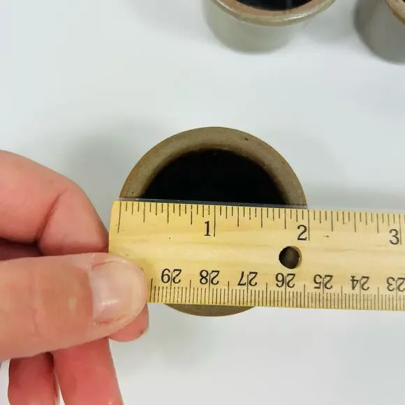 Vintage Miniature Stoneware Crocks Glazed Set of 3 Blue Basket Bear Cow - Picture 8 of 8